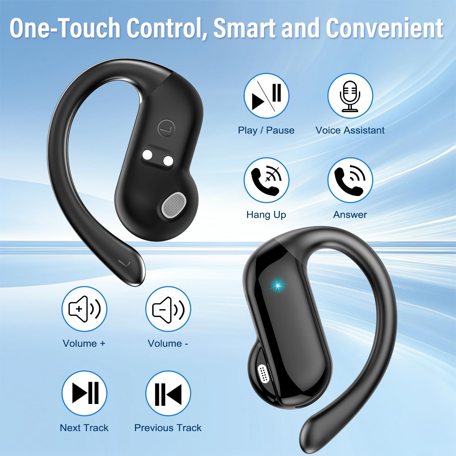 Sports Earphone Hook - 2026年オープンイヤーイヤホン Bluetooth 5.4 ワイヤレスヘッドホン 6.4g超軽量 14mmドライバー