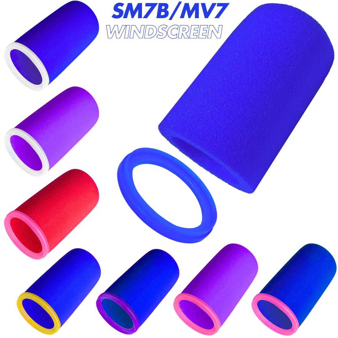Shure Mic Sm7B - SM7dB フロントガラス高密度フォーム Shure SM7B、MV7、SM7dB スタンドマイクカバー、プラスチックリテーナーリング付き、ポッドキャスト用ポップフィルター