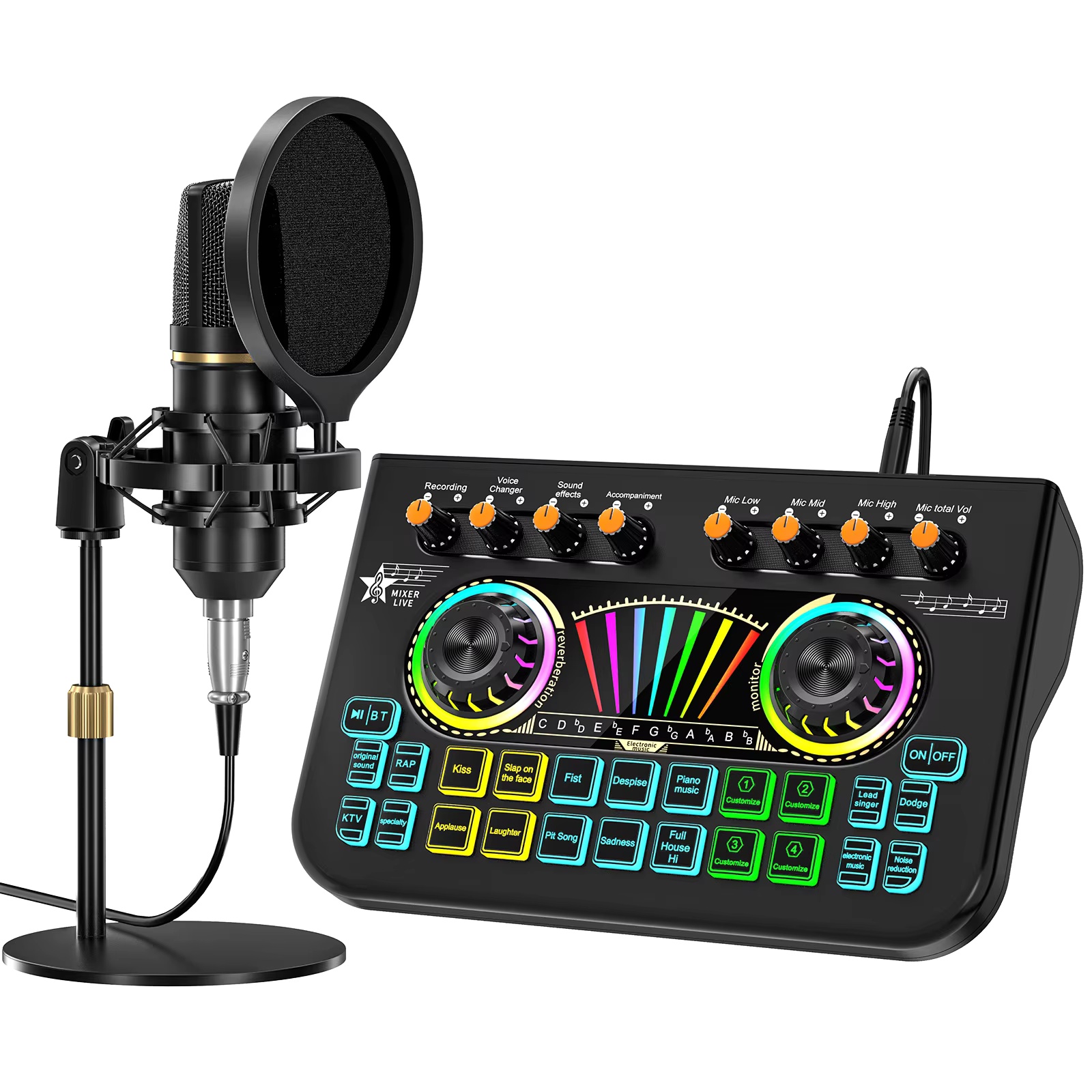 Shure Mic Sm58 - Tenlamp X3 BM800 ポッドキャストマイクバンドルキット、3.5mmコンデンサーマイク、ライブサウンドカードオーディオミキサー、PC、スマホ、ゲーム、ストリーミング、歌、カラオケ、YouTube、Vlog用のプロフェッショナル音楽スタジオフルセットアップ