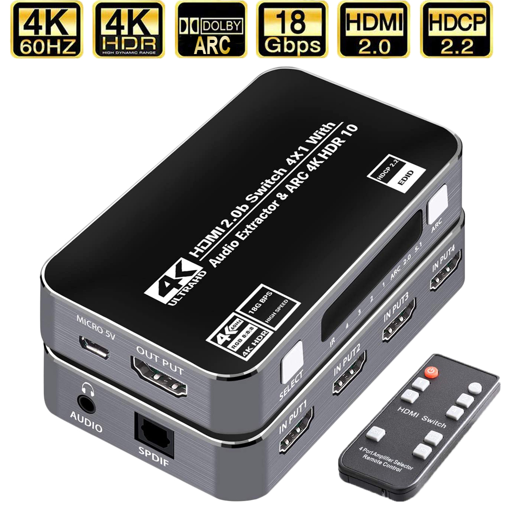 Earphone Splitter Jack - 60Hz 4K HDMIスイッチ HDR HDMI ARCオーディオエクストラクター