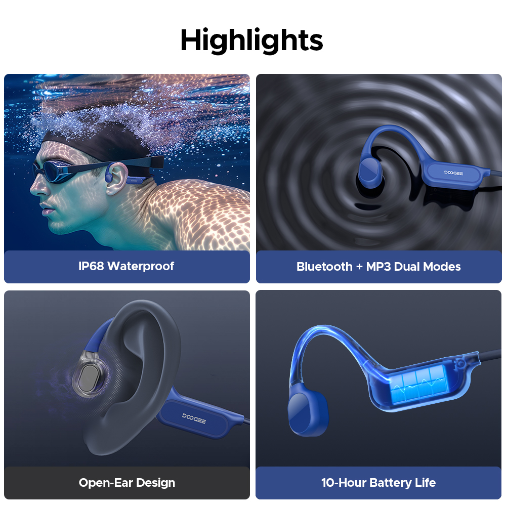 DOOGEE BoneBeat Swim Lite骨伝導スポ - Sports Earphone Hook のレビューと価格